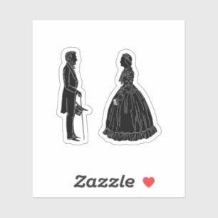Sticker silhouette d'abraham lincoln et de marie todd linc