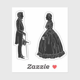 Sticker silhouette d'abraham lincoln et de mary todd linco
