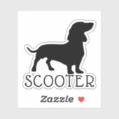 Sticker Silhouette Dachshund Chien Nom de l'animal (Feuille)