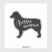 Sticker Silhouette de berger australien noir "Aussie Mama" (Feuille)