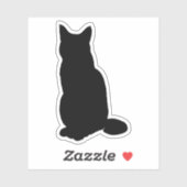 Sticker Silhouette de chat à assise couleur personnalisée (Feuille)
