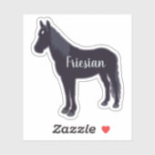 Sticker Silhouette de Cheval Friésien Minimal Personnalisa (Feuille)