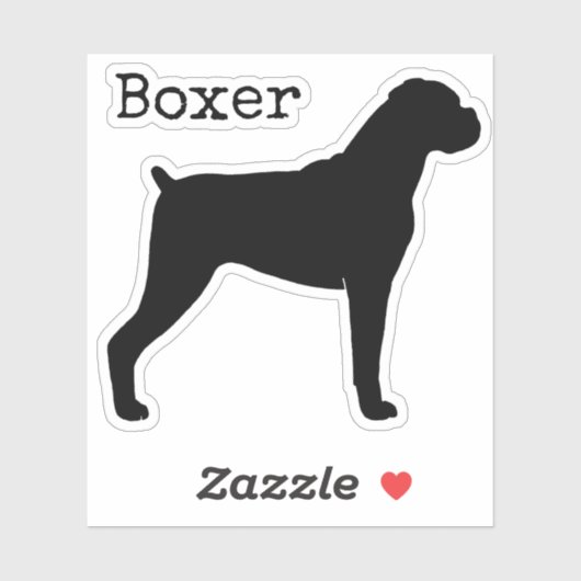 Sticker Silhouette de chien de boxe avec oreilles de disqu (Feuille)