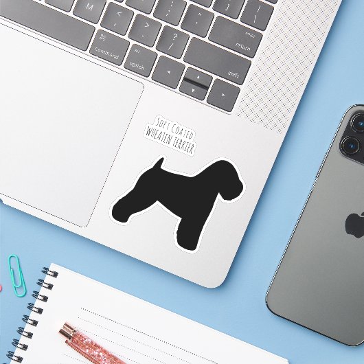 Sticker Silhouette de chien de Terrier à revêtement doux (Ordinateur portable avec iPhone)