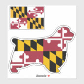 Sticker Silhouette de Chien Espagnol avec Drapeau Maryland (Feuille)