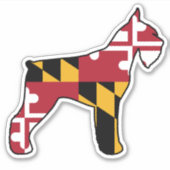Sticker Silhouette de chien Schnauzer géant avec drapeau M (Devant)