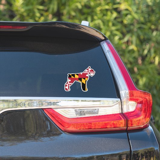 Sticker Silhouette de chien Schnauzer géant avec drapeau M (Côté voiture)