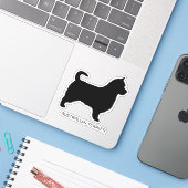 Sticker Silhouette de chien Terrier australien avec longue (Ordinateur portable avec iPhone)