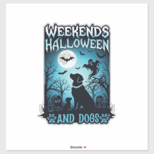 Sticker Silhouette de chiens fantômes pleine lune Hallowee