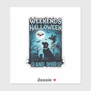 Sticker Silhouette de chiens fantômes pleine lune Hallowee