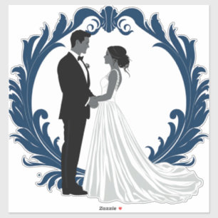 Sticker Silhouette de couple de mariés se tenant la main