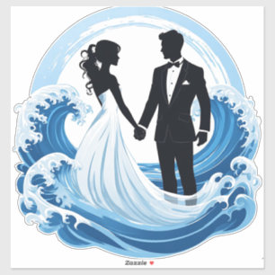 Sticker Silhouette de couple de mariés se tenant la main p