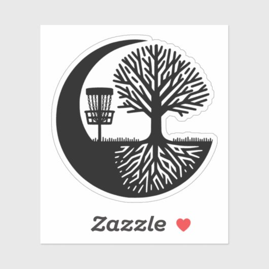 Sticker Silhouette de disque de golf noir et blanc (Feuille)