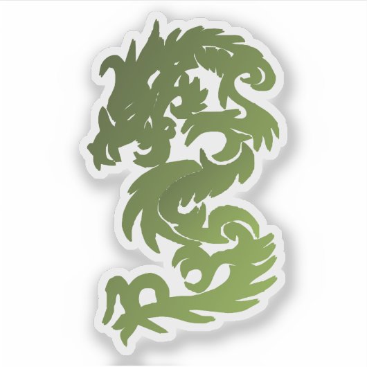 Sticker Silhouette de dragon chinois Jade Vert (Devant)