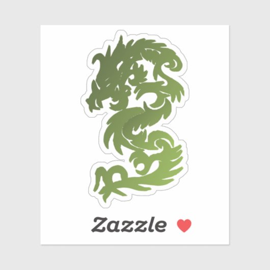 Sticker Silhouette de dragon chinois Jade Vert (Feuille)