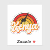 Sticker Silhouette de la Giraffe du Kenya Rétro (Feuille)