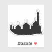 Sticker Silhouette de la mosquée noire de l'Aïd Moubarak (Feuille)