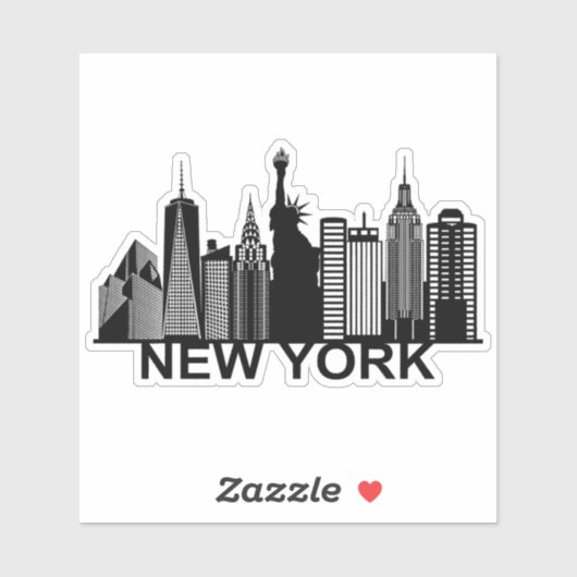 Sticker silhouette de la ville de New York (Feuille)