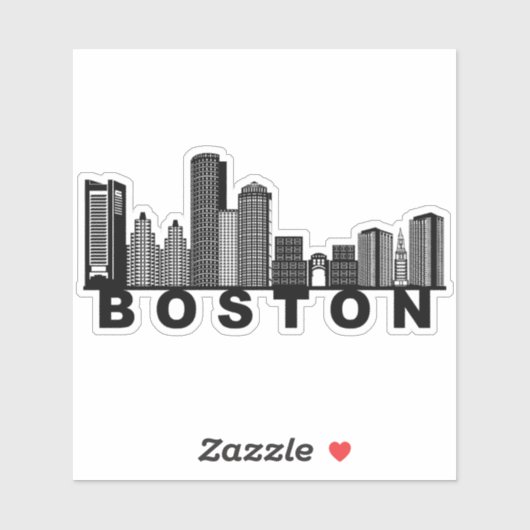 Sticker Silhouette de l'horizon de Boston (Feuille)
