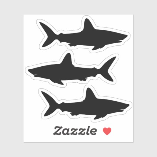 Sticker Silhouette de requin noire à trois comtes (Feuille)