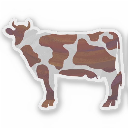 Sticker Silhouette de vache tachetée marron et blanc (Devant)
