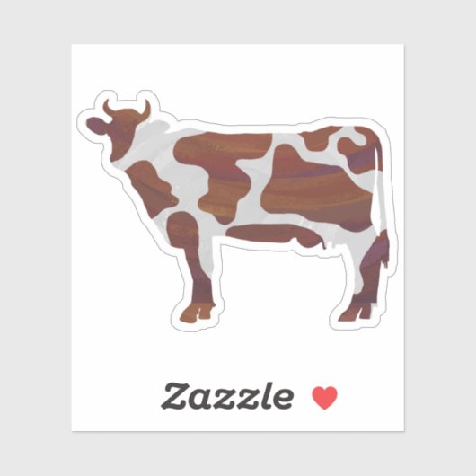 Sticker Silhouette de vache tachetée marron et blanc (Feuille)