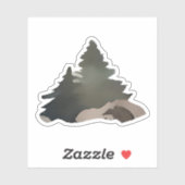 Sticker Silhouette des pins d'hiver (Feuille)