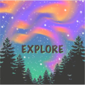 Sticker Silhouette des pins - feux du nord (Devant)