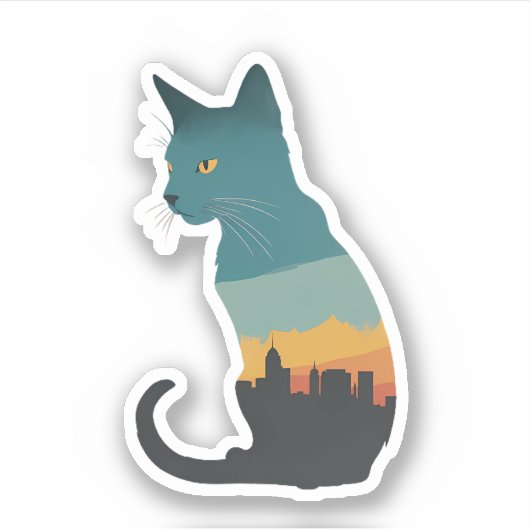 Sticker silhouette du chat déclinée (Devant)