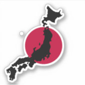 Sticker Silhouette du Japon sur le drapeau national du sol (Devant)