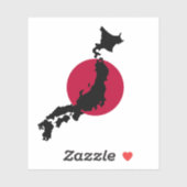 Sticker Silhouette du Japon sur le drapeau national du sol (Feuille)