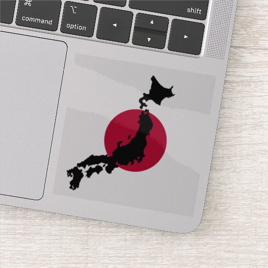 Sticker Silhouette du Japon sur le drapeau national du sol (Détail)