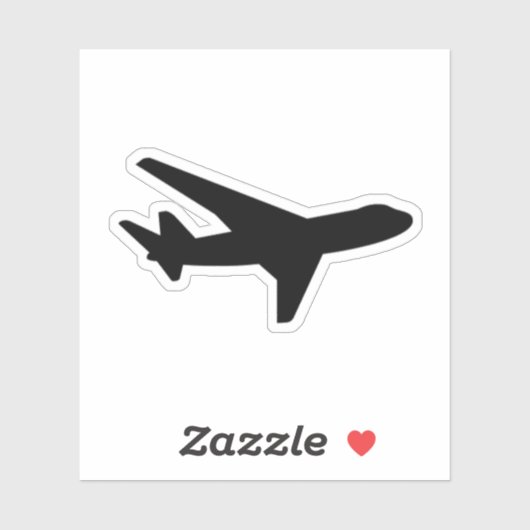 Sticker Silhouette en silhouette simple d'avion noir (Feuille)