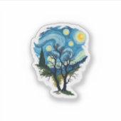 Sticker Silhouette nocturne étoilée (Devant)