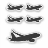 Sticker Silhouette noire de Jet Liner d'avion à personnali (Devant)