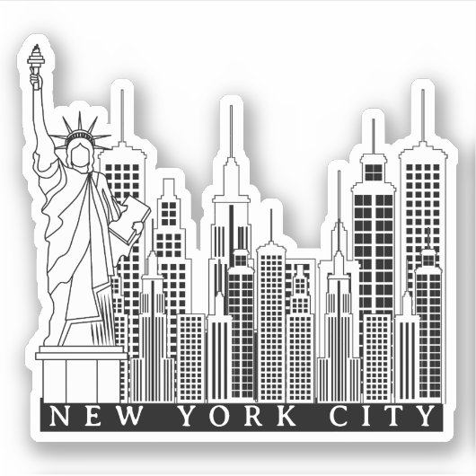Sticker Silhouette noire et blanche de New York (Devant)