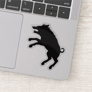 Sticker Silhouette noire et blanche de sanglier