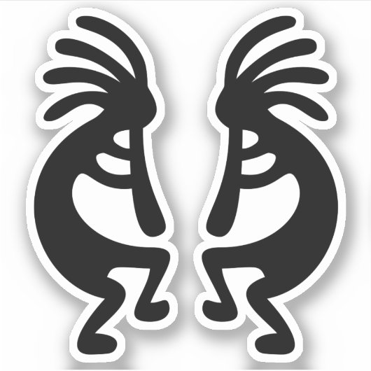 Sticker Silhouette Noire Sud-Ouest Forme Kokopelli (Devant)