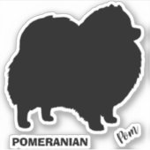 Sticker Silhouette Poméranienne Noire Cute Pom Pommie (Devant)