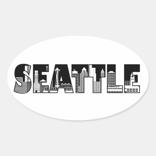 Sticker Silhouette Skyline de Seattle Washington C (Devant)