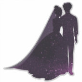 Sticker Silhouette Violet éclatante mariée et colle de mar (Devant)