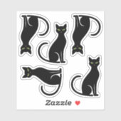 Sticker Silhouettes de chat noir cool (Feuille)