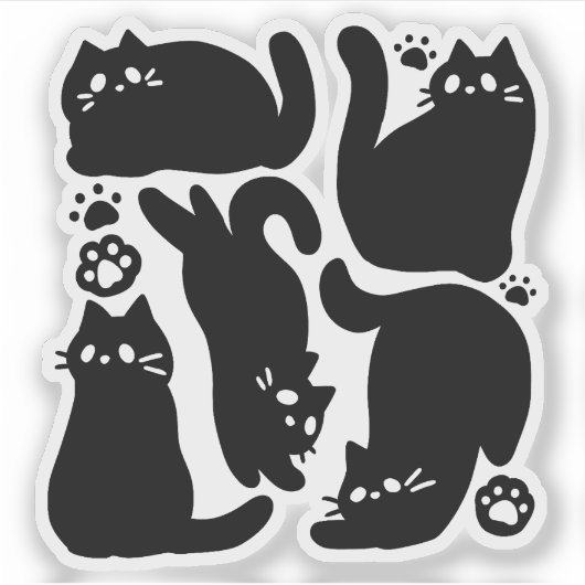 Sticker Silhouettes de chat noir - Design Feline mignon (Devant)