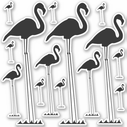 Sticker Silhouettes Flamants roses, De taille déraisonnabl (Devant)