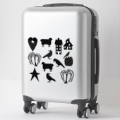 Sticker Silhouettes Prim Crows Saltbox Maisons et arbres (Sur valise)