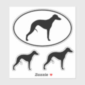Sticker Silhouettes Whippet Jeu d'autocollants ovale et dé (Feuille)