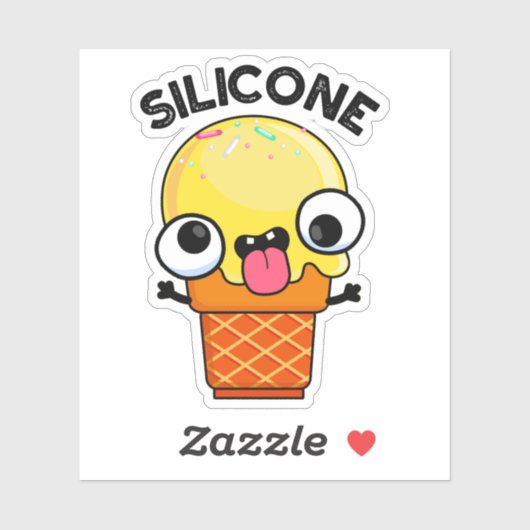 Sticker Silicone Funny Crème de glace Cone Pun (Feuille)