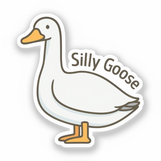 Sticker Silly Goose Funny Cartoon Goose (Recto)