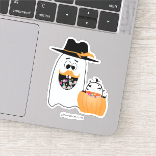 Sticker Silly Halloween Ghost veut ton bonbon