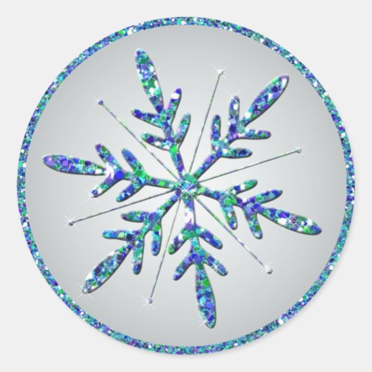 Sticker Silver Aqua Blue Green Snowflake (Devant)